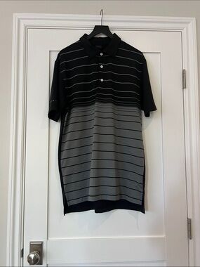 Dunning Golf Men's Black & Gray Gradient Stripe Polo Shirt